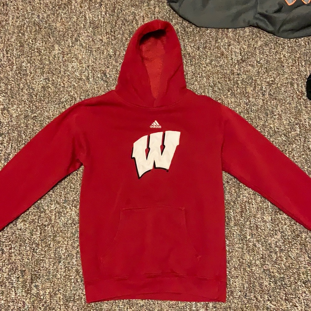 Wisconsin Badger youth Adidas Pullover Hoodie